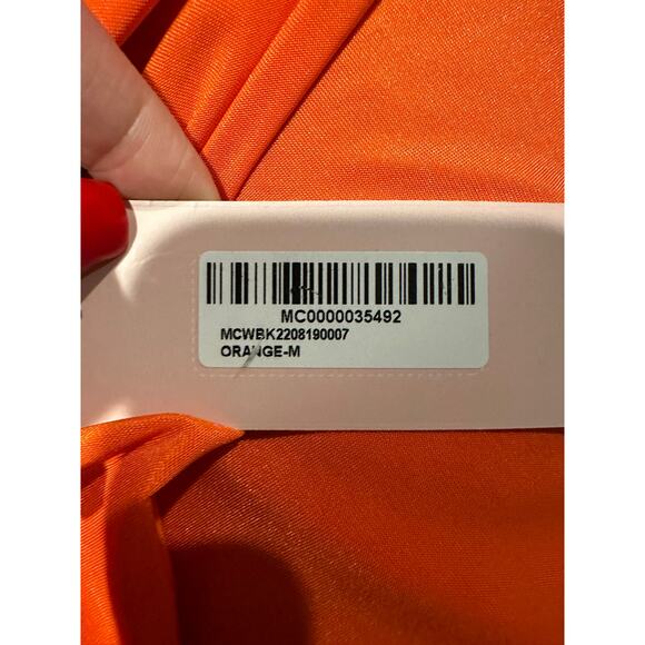 Micas Women's Medium Orange Twist Detail High Slit Sexy Cocktail Midi Skirt - Picture 3 of 5